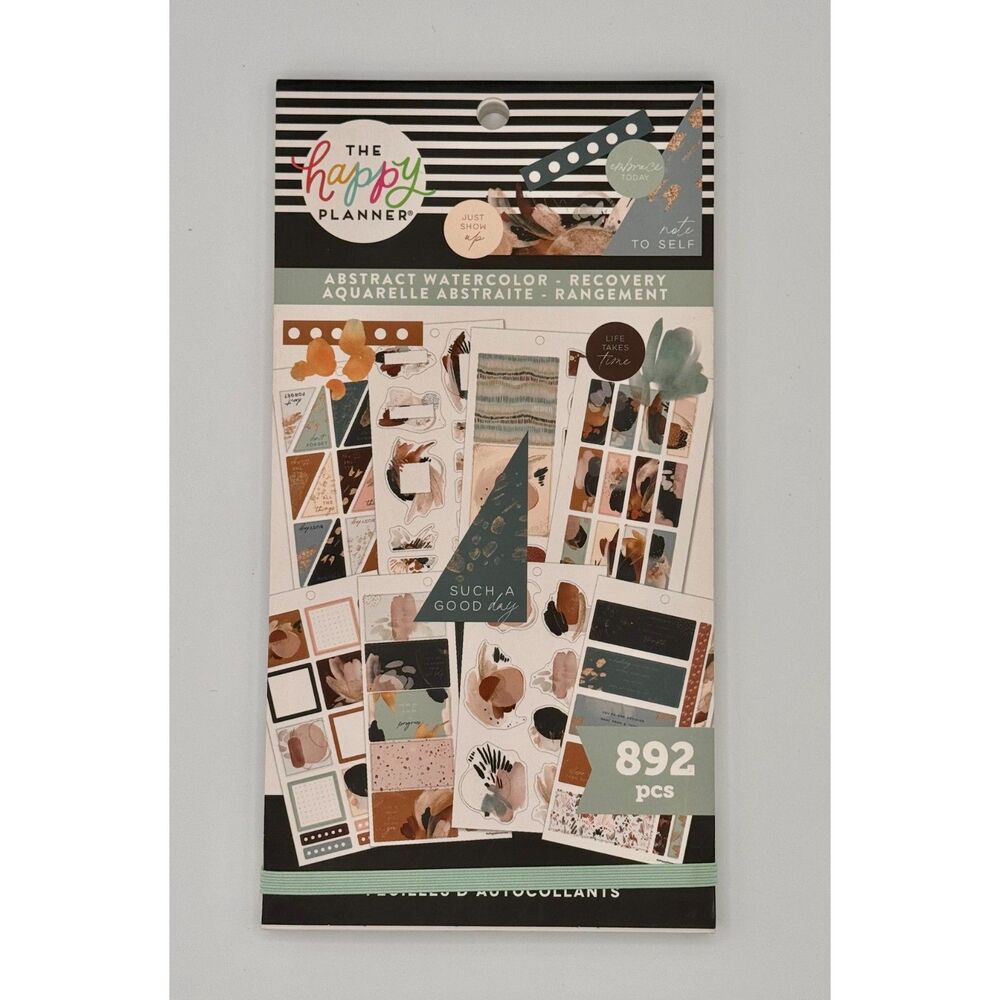 The Happy Planner Sticker Book, Abstract Watercolor Recovery, 892 pcs, NEW